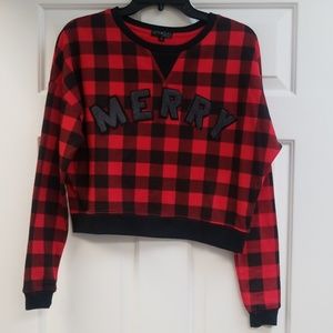 Merry Crop Top buffalo check size small